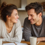 Modern couple enjoying a quiet morning together while communicating, illustrating how to improve your relationship through daily rituals